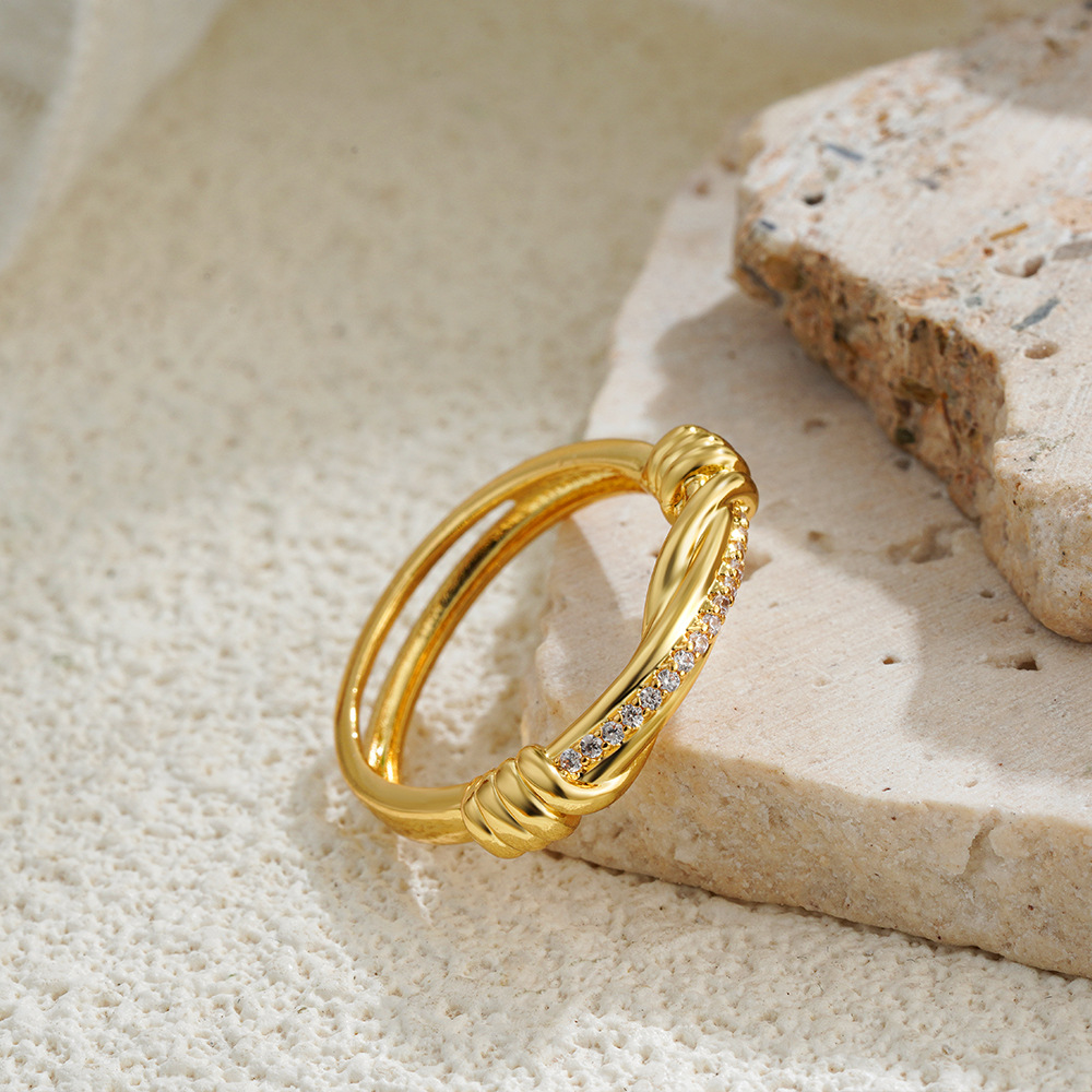 Women's Personalized Zircon Knotted Bow Ring