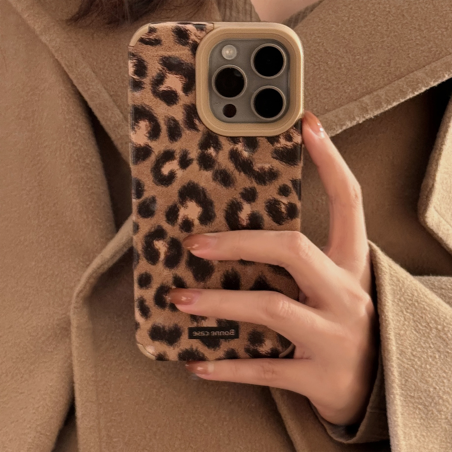 European And American Leopard-Print Plush Lanyard Phone Case Suede Vintage Style