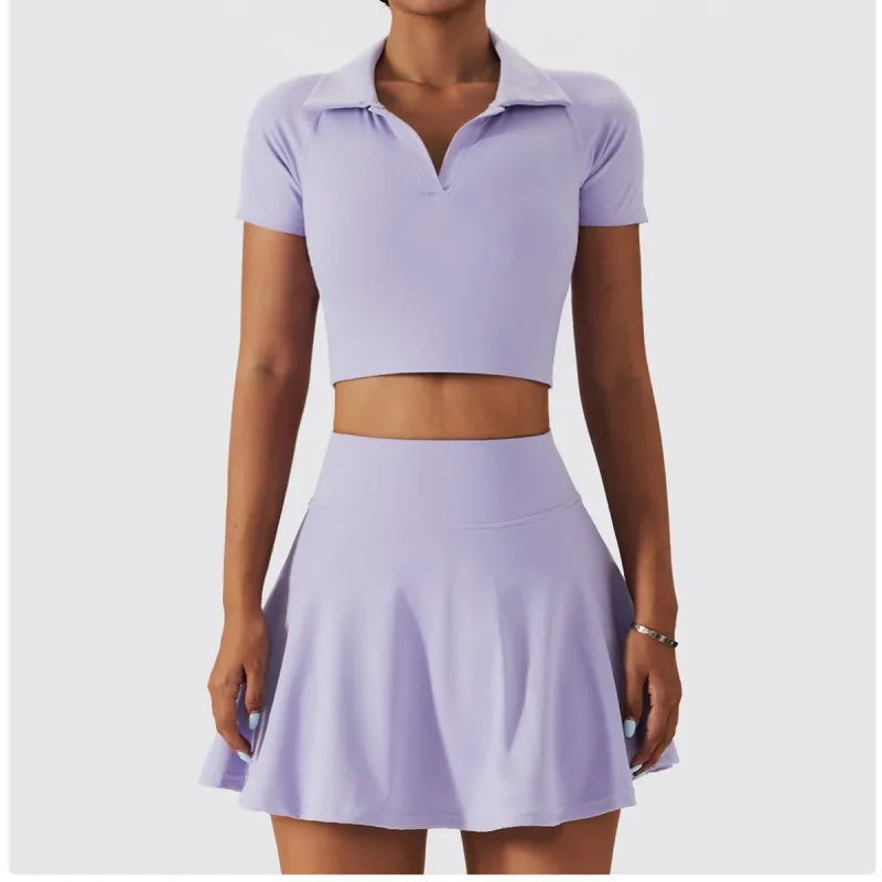 Tennis Suit Suit Outdoor Quick-drying Running Sports Workout Clothes Suit - Light Purple