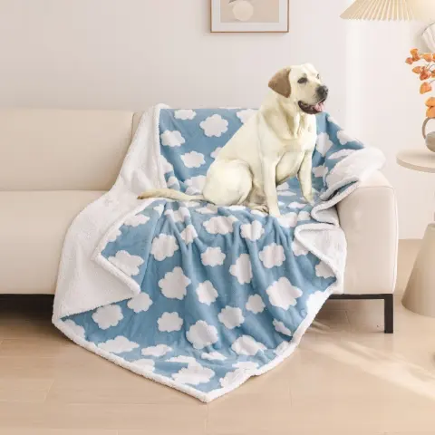 TEMU Pet Waterproof Blanket Flannel and Sherpa Fleece