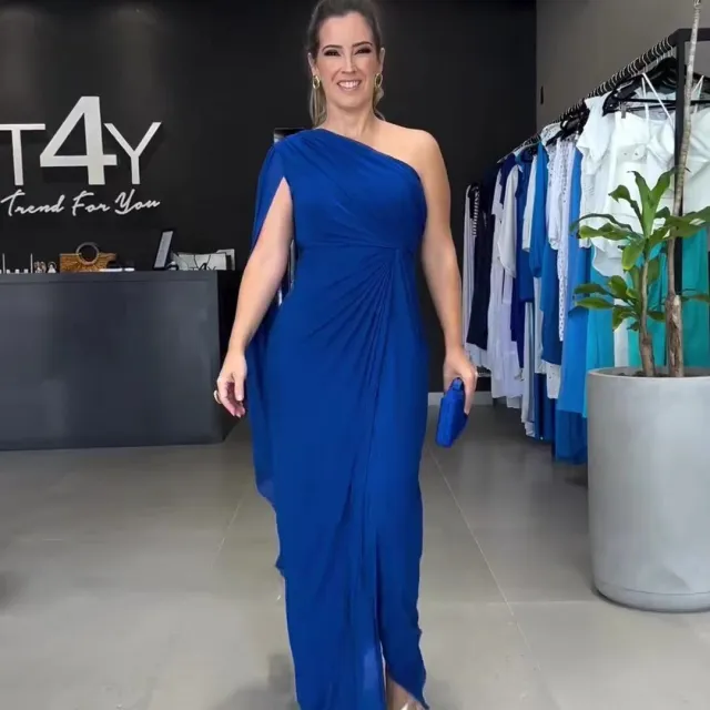 Solid Color Raglan Sleeve Split Women Dress Blue - Shop at LoveMi