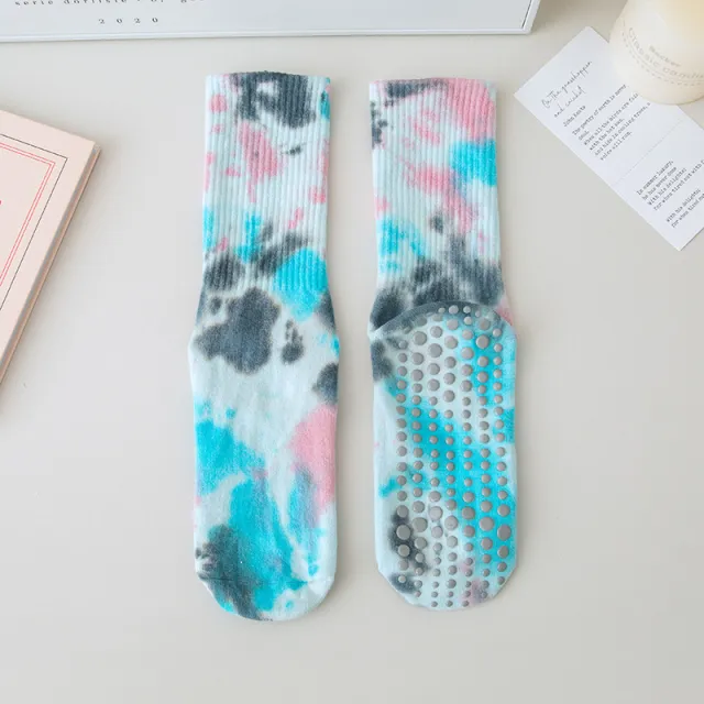 Cotton Calf Medium Stockings Professional Fitness Exercise Pilates Non slip Yoga Socks Blue - Shop at LoveMi