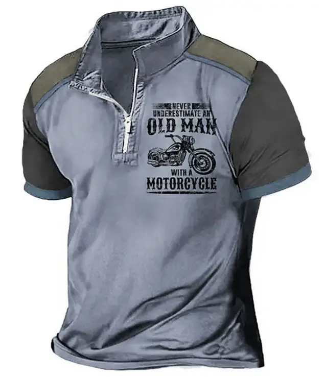 Men's Casual Polo Shirt Lapel Digital Printing Short Sleeve