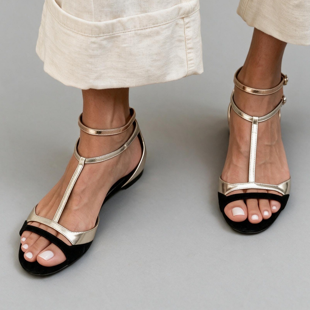 Peep-Toe Flat Sandals, picture 5 of 6