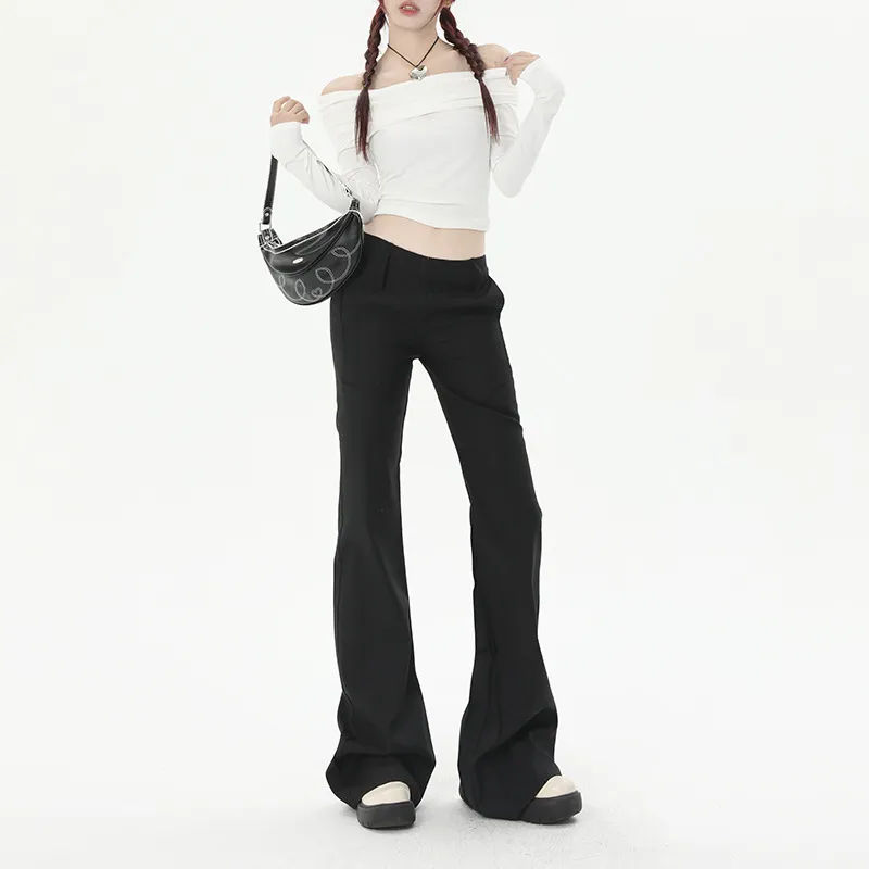 Autumn New Black Retro Casual Pants Women - Black And Long