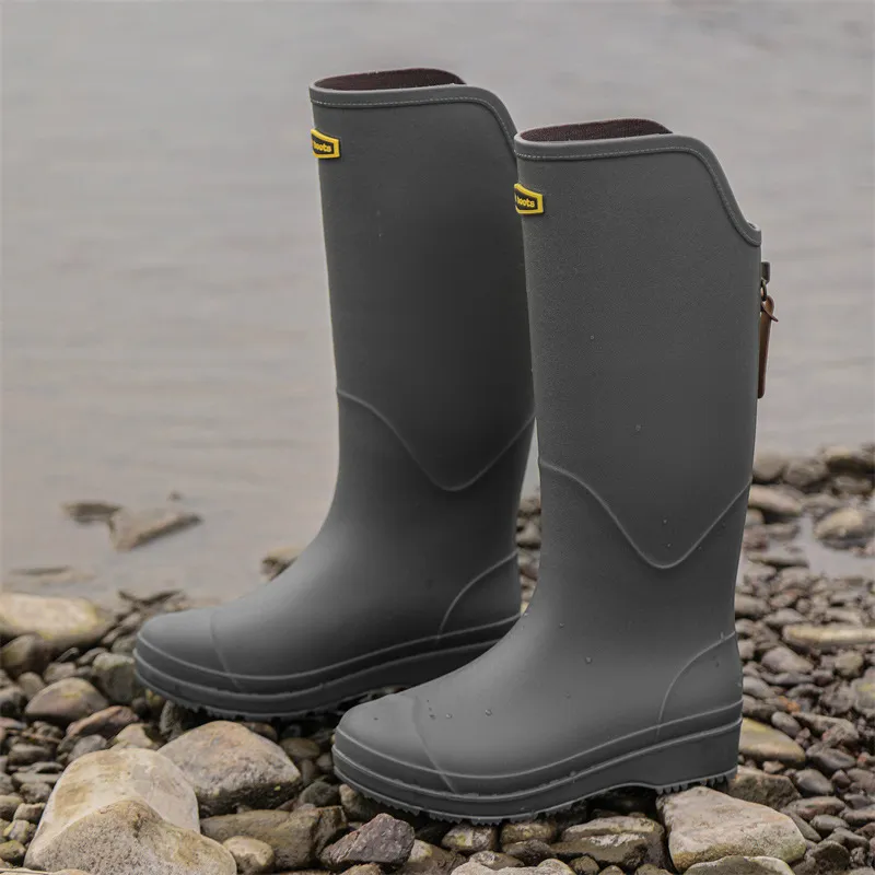 Knee-high Rain Boots Rain Shoes - Gray