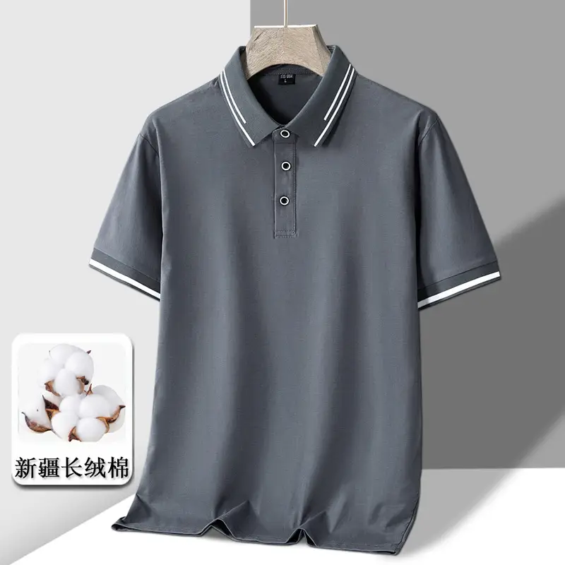 Men's Short-sleeved T-shirt Full Cotton Thin Section Business Lapel