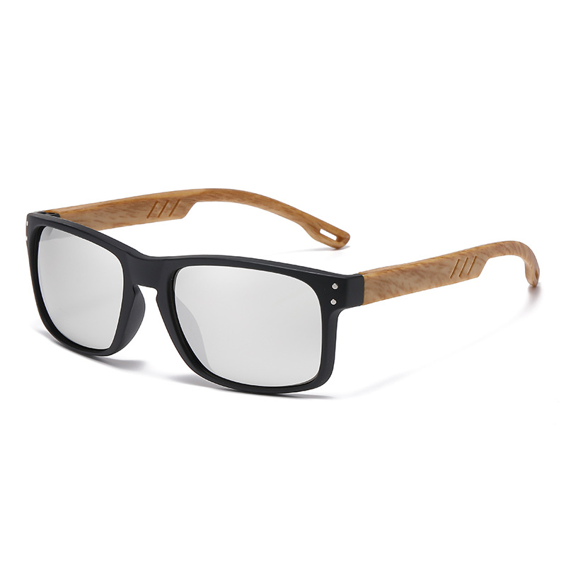 Retro Wood Grain Leg Sunglasses Square Spectacle Foot Color Film Men's Sunglasses