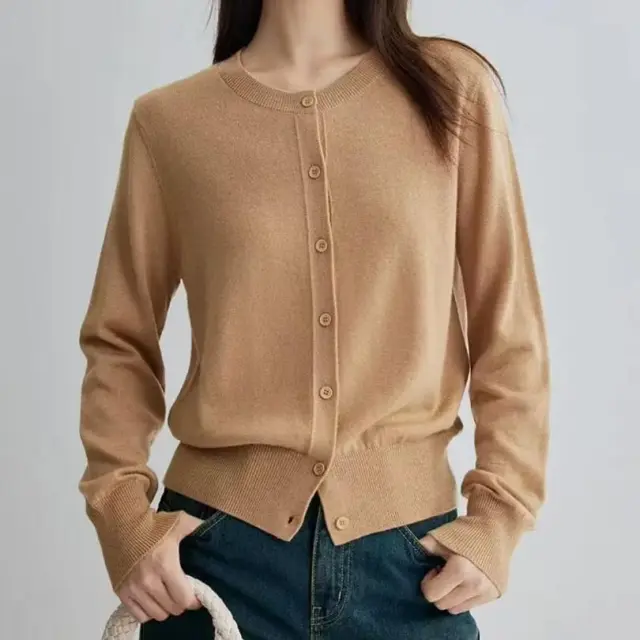 Spring And Autumn Fashion Temperament Wild Thin Bottoming Top For Women Camel - Shop at LoveMi