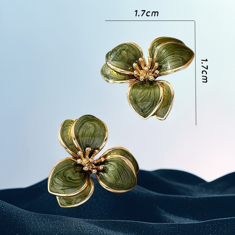 Personalized Green Vintage Flower Earrings