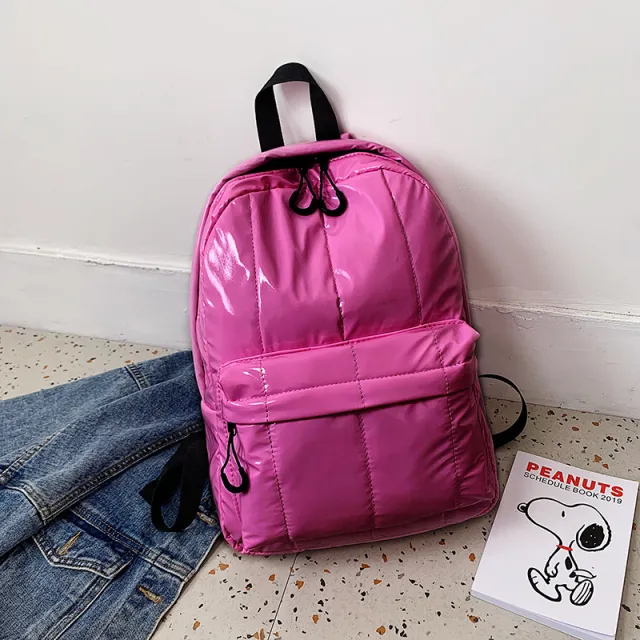 Backpack Women's Down High School And College Student Schoolbag Fashion Casual Big Travel Bag Pink - Shop at LoveMi