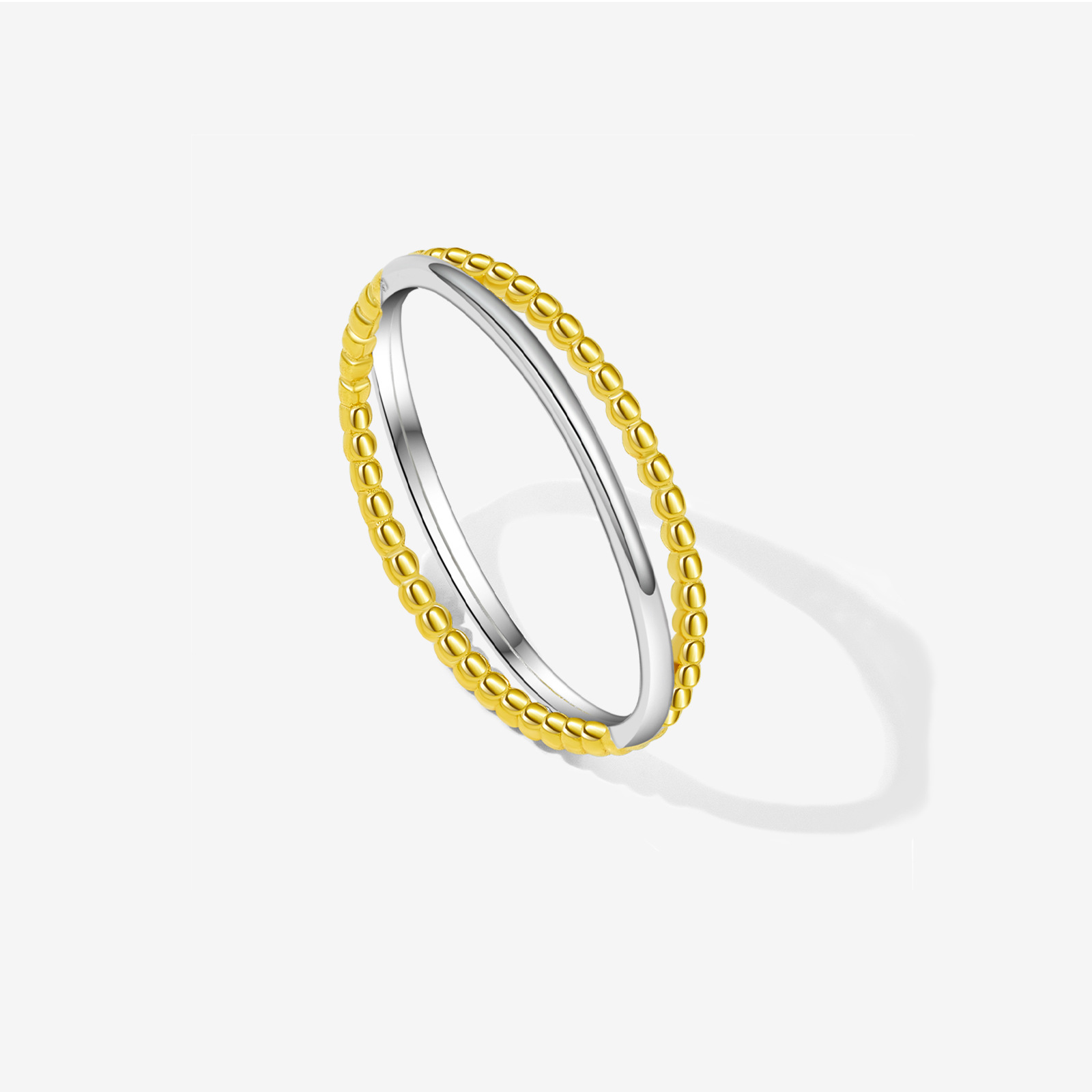 S925 Sterling Silver Gold And Silver Stitching Ring Simple Bracelet