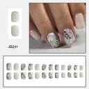 Flower And Green Leaf Style Nail Stickers view 3