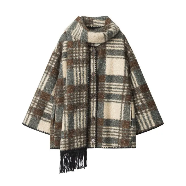 Winter Scarf Collar Design Warm All matching Coat For Women Blue - Shop at LoveMi
