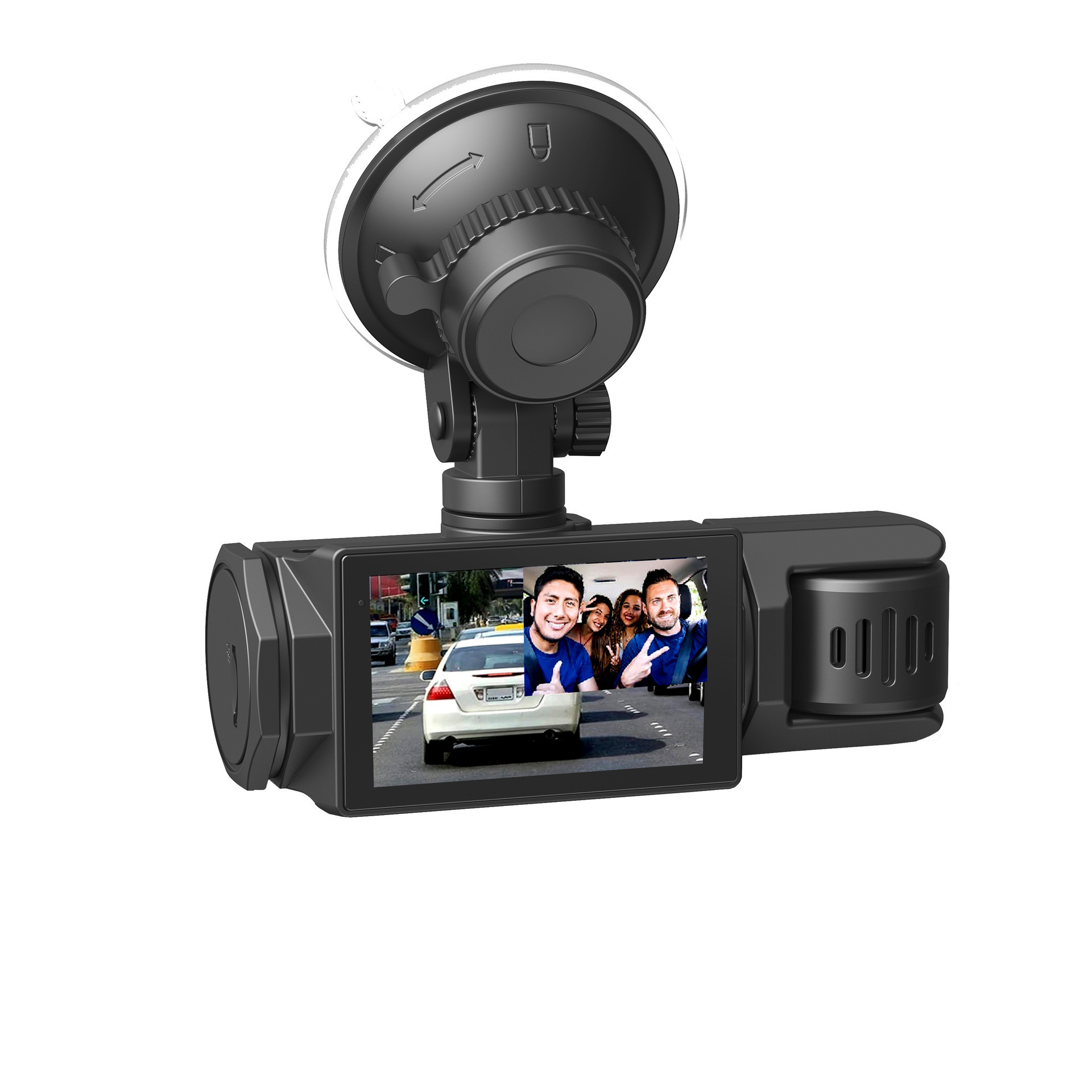 HD 1080p Driving Recorder Three-lens Same Display With Reversing Image Mobile Phone WIFI Car DVR – No WiFi