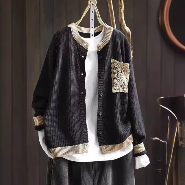 New Casual Outerwear Long sleeve Cardigan Sweater Black - Shop at LoveMi