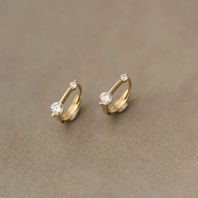 Pure 9k Gold Small Zirconium Diamond Earrings