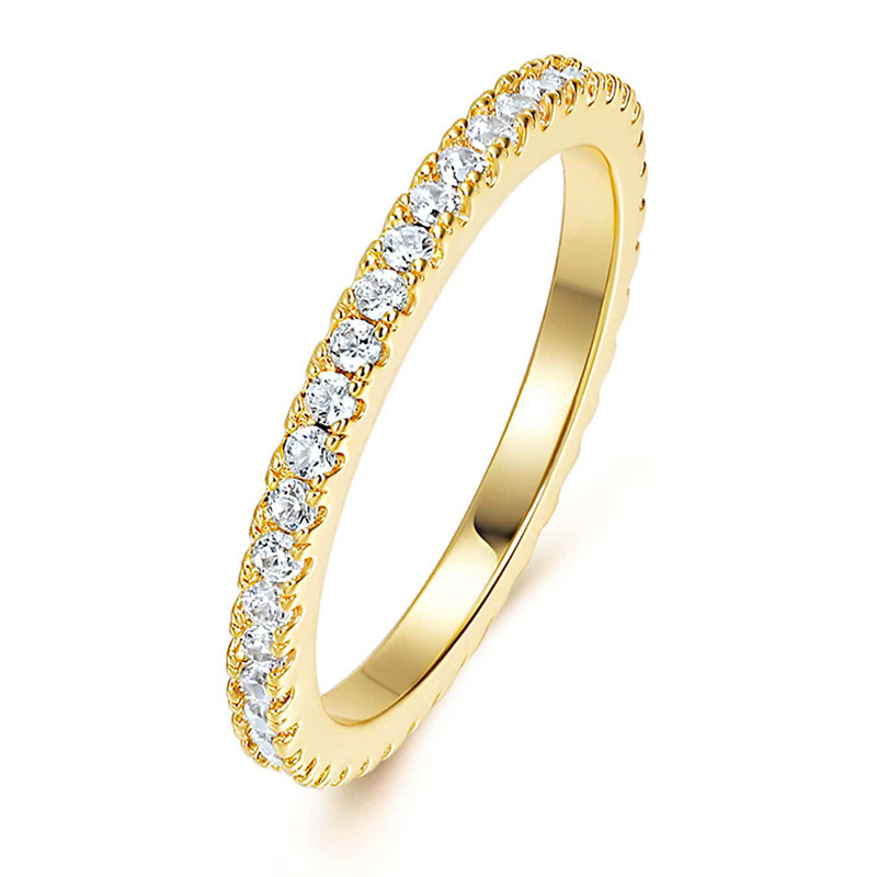 Fashion Special-interest Non-fading Single Row Full Rhinestone Zircon Ring For Women