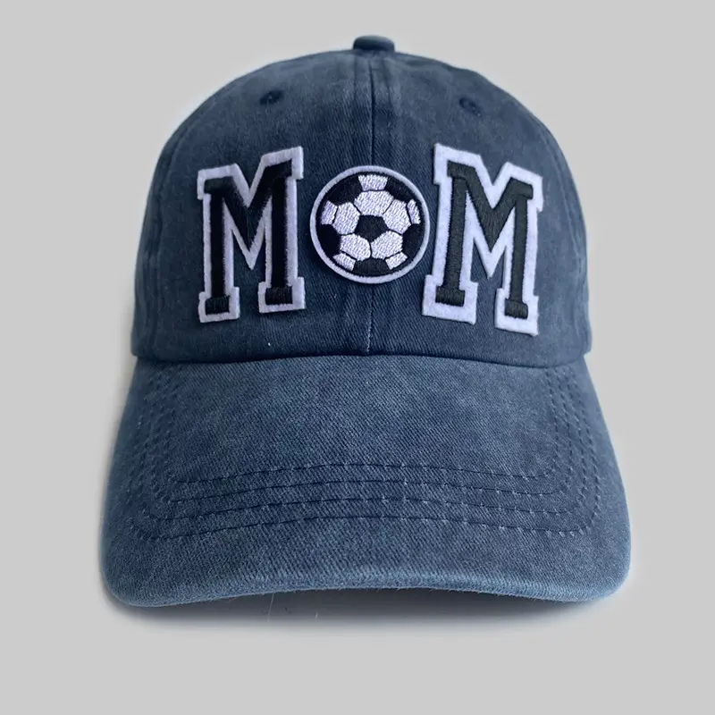 Retro Simple Football Mom Letter Embroidered Baseball