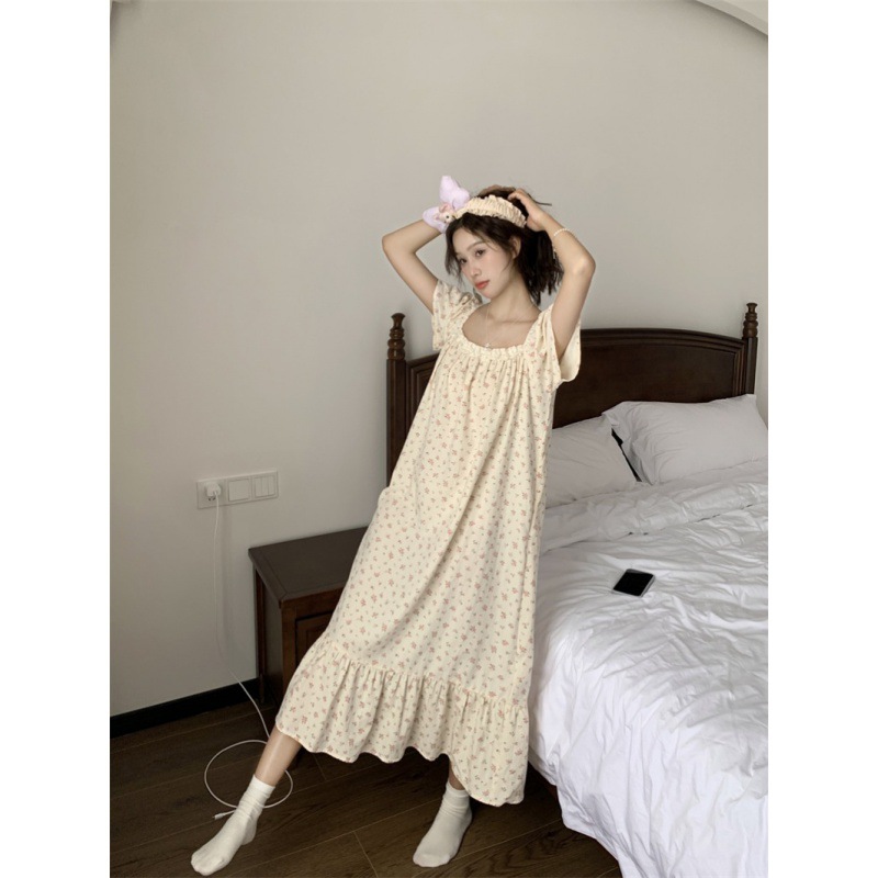 Summer Floral Loose Printed Short-sleeved Nightdress