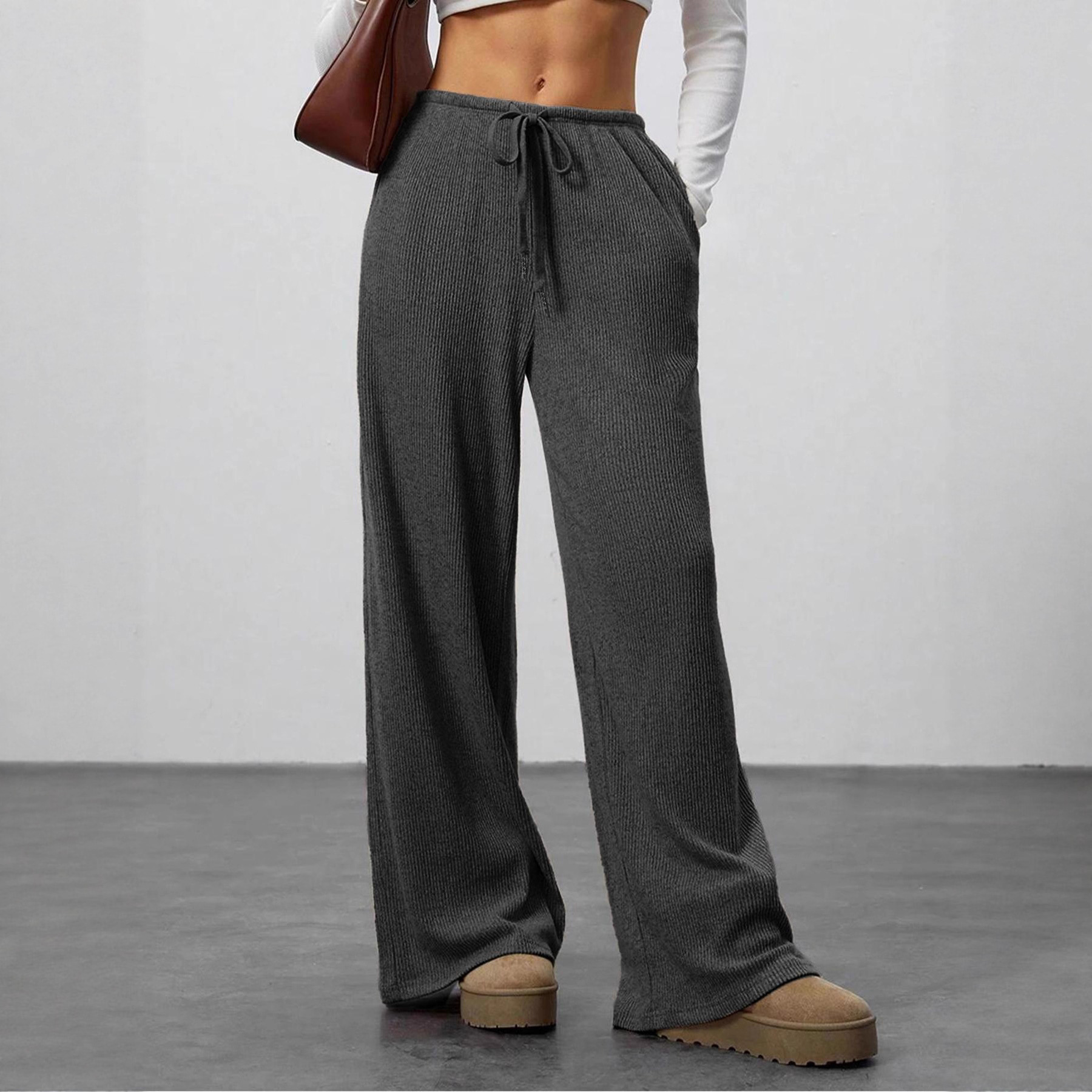 Women's Solid-color Casual Straight-leg Pants