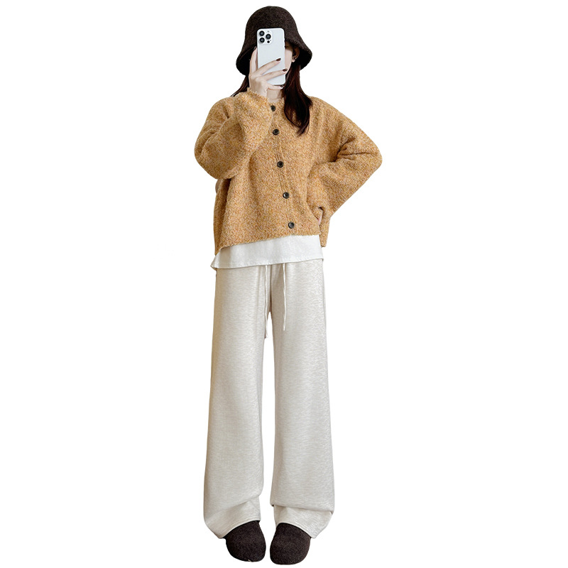 New Relaxed-fit Figure-flattering Straight-leg Casual Lounge-style High-waist Slim Wide-leg Pants - Image 1