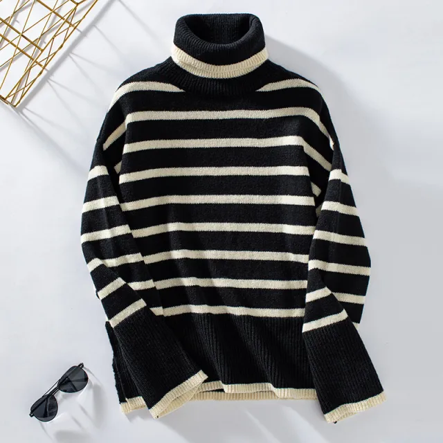 Knitted Pullover Sweater Autumn And Winter Turtleneck Sweater Women Black - Shop at LoveMi