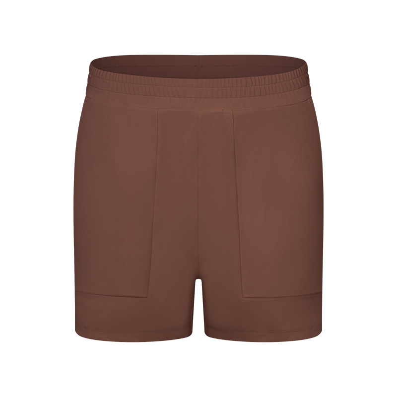 Fitness Elastic Waist Of Trousers Yoga Shorts Cocoa Color - Shop at LoveMi