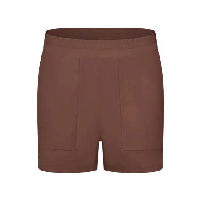 Fitness Elastic Waist Of Trousers Yoga Shorts Cocoa Color 4 - Shop at LoveMi