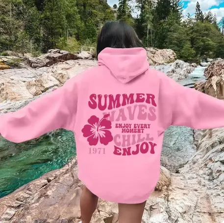 European Code Fashion Letter Hip Hop Hooded Sweater Printing Women Pink - Shop at LoveMi