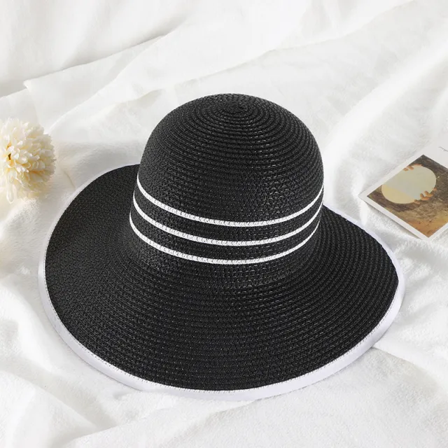 Women's Big Brim Retro Slit Sun Hat Black - Shop at LoveMi