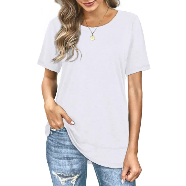 Summer Versatile Top Women's Casual Colored Cotton T shirt White - Shop at LoveMi