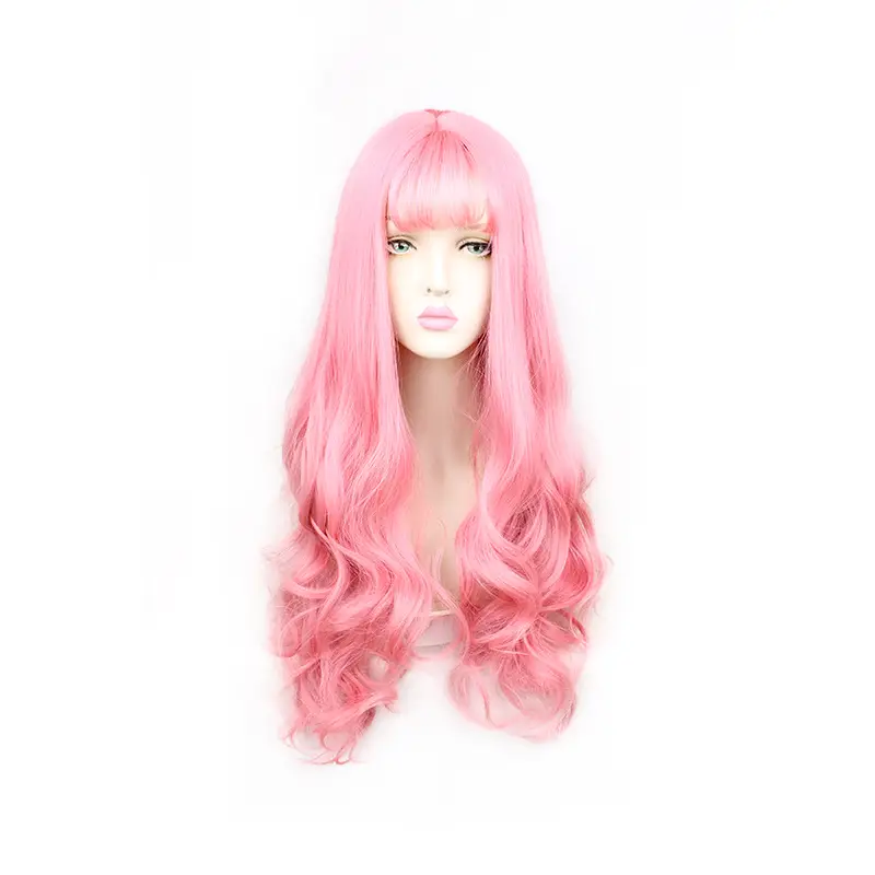 Wig Female Mint Green Air Bangs Big Wave Fashion Elegant Girls Hair Cover
