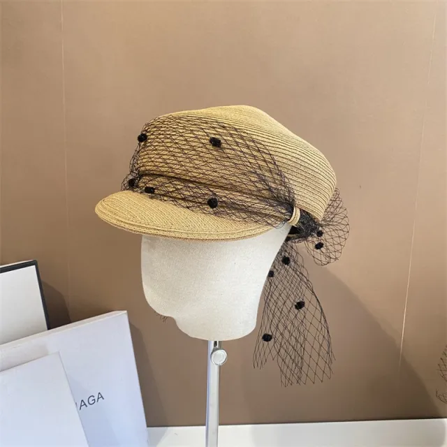 Spring And Summer Mesh Straw Woven Navy Hat Brown - Shop at LoveMi