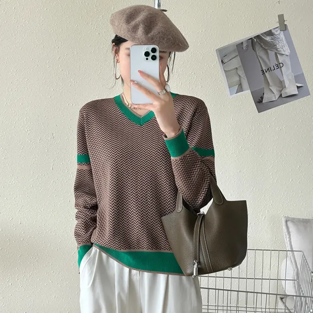 Autumn And Winter Lazy Style Sweater Women's Fashionable Retro Casual Long sleeved Sweater With Pullover Brown - Shop at LoveMi