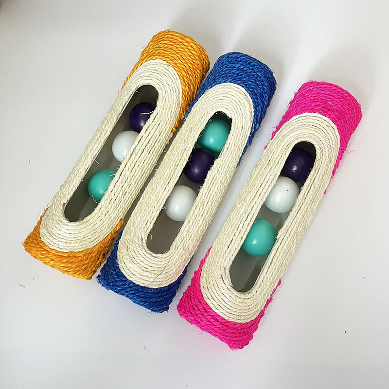 Cat Self-Hi Relieving Stuffy Toy With Plastic Ball Sisal Toy