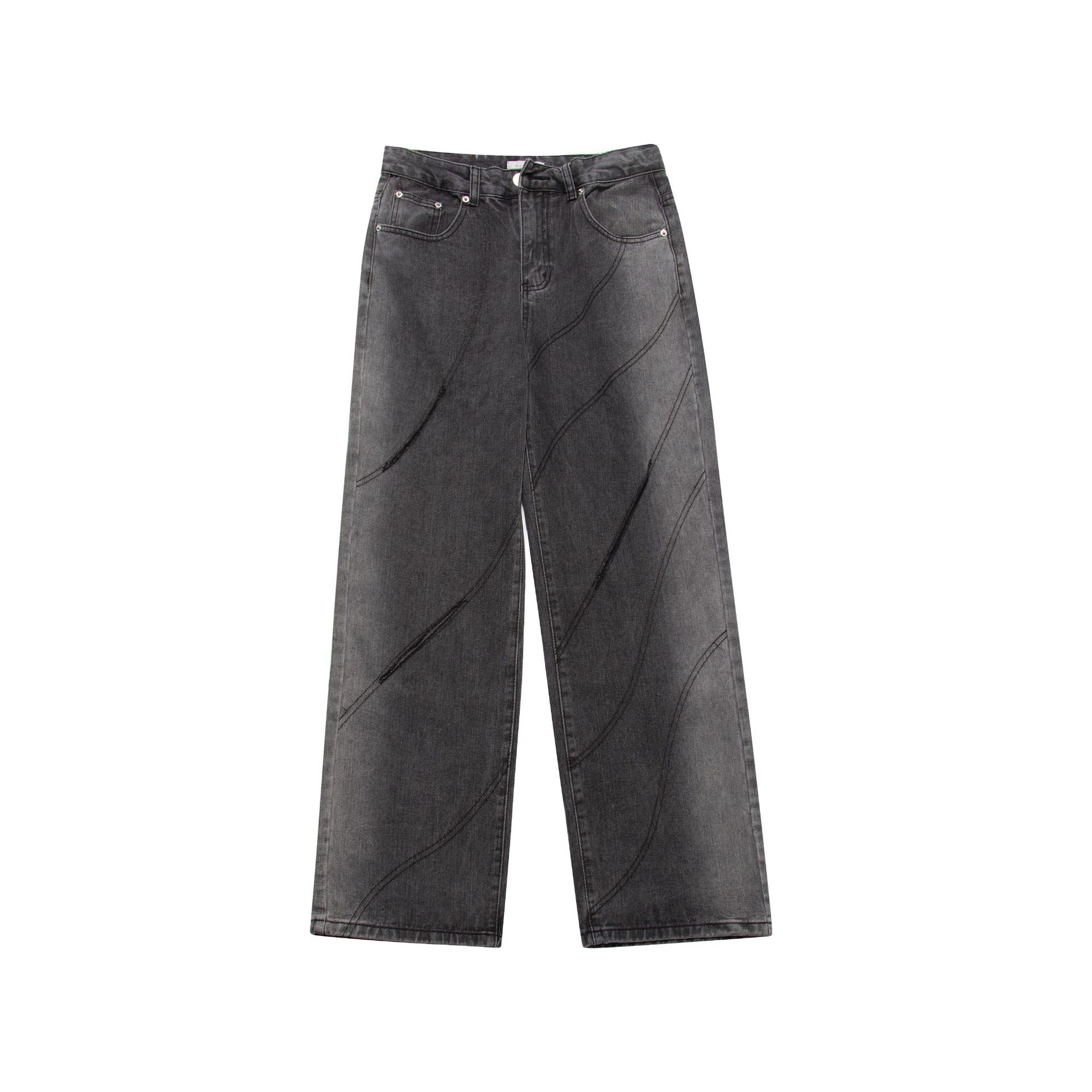 Title 6, Chaopai Worn-out Hole Straight High Waist Denim...