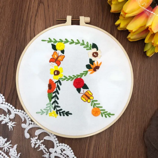 3d Embroidery Handmade Creative Embroidery Diy Fabric Kit Material Package Letter R - Shop at LoveMi