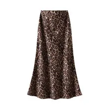 Suede Leopard Print Midi Skirt High Waist Apricot - Shop at LoveMi