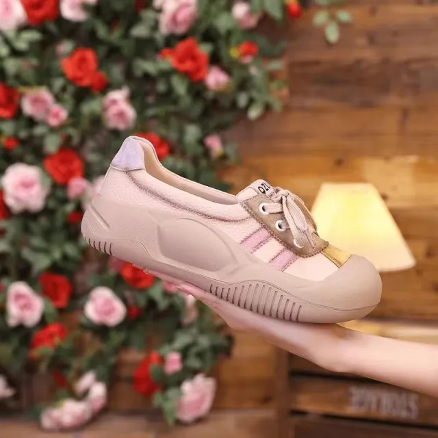 Women's Pumps Retro Sports Casual Shoes Non slip Breathable Soft Leather Sneaker Purple - Shop at LoveMi