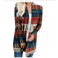 Knitted Sweater European And American Style Loose Rainbow Long Coat - Kl121214Rt05 - View 1
