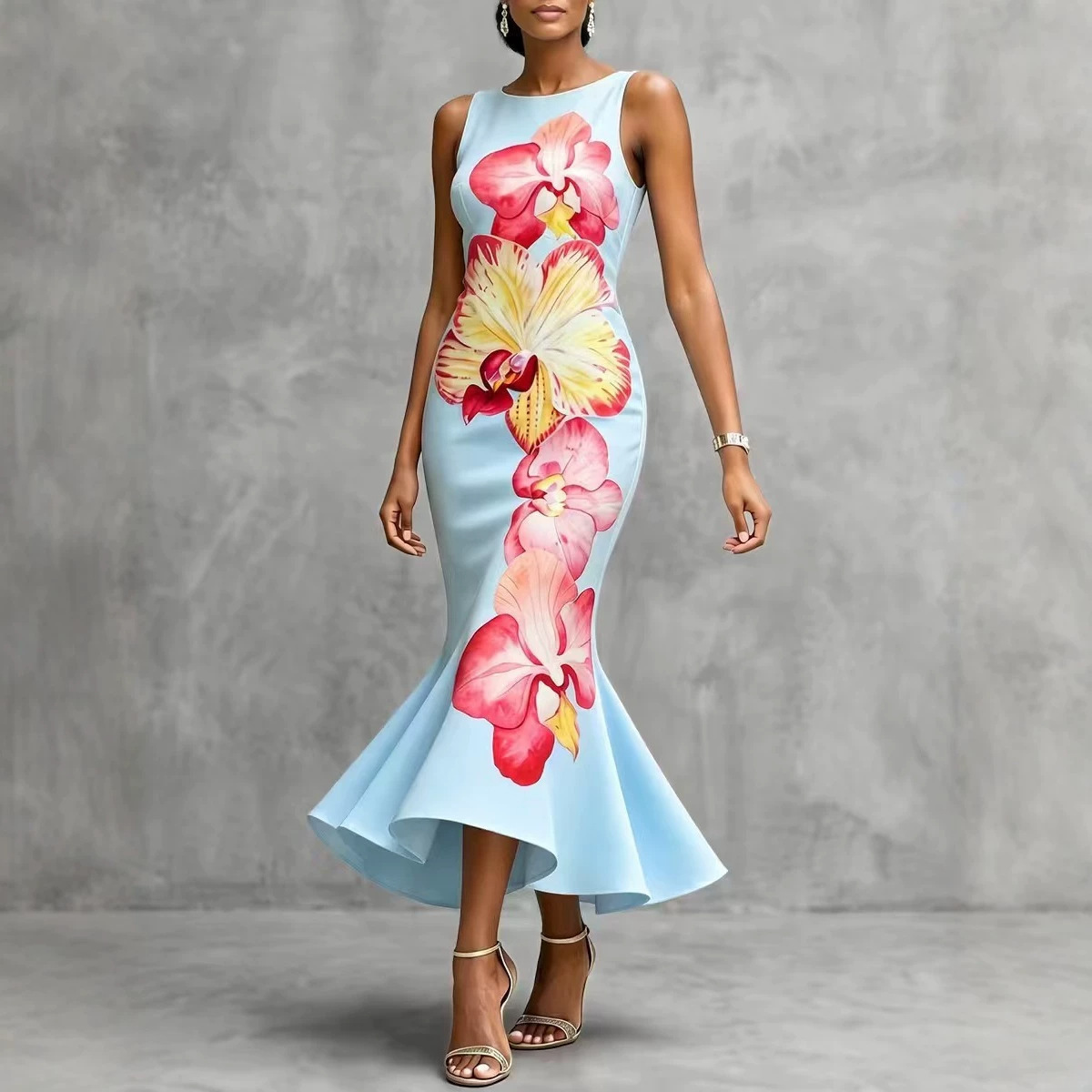 Womens Round-neck Loose-fitting Versatile Dress