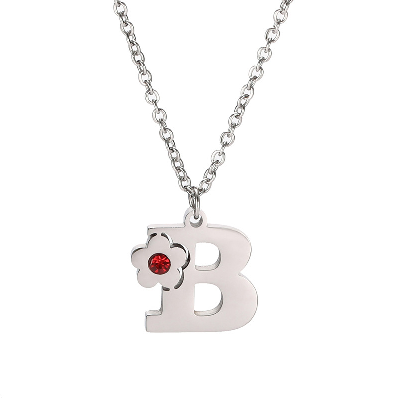 Flower Rhinestone-encrusted 26 Letter Necklace