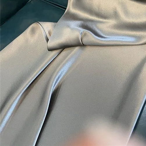 Triacetate Dress Long Satin Suspender Skirt Silver - Shop at LoveMi