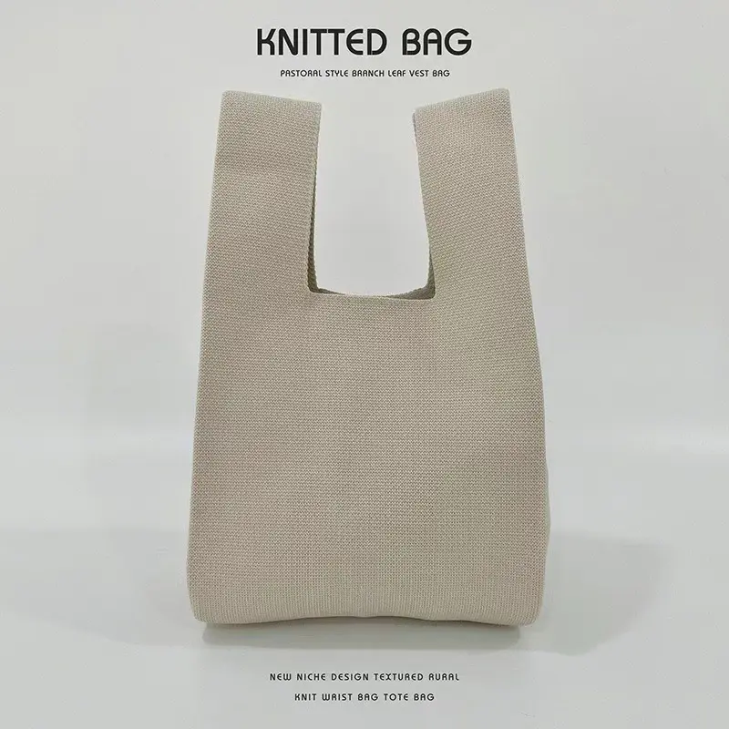 Womens Knitted Yarn Tote Bag Versatile