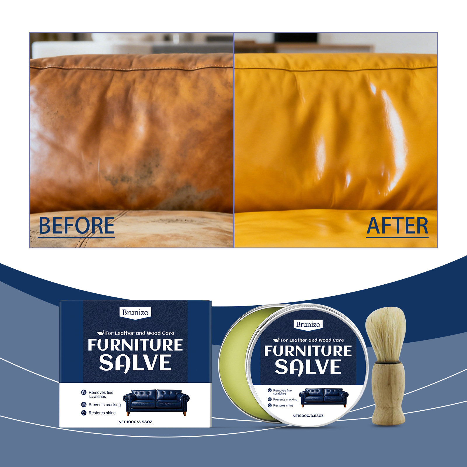 Leather care maintenance kit for preserving furniture quality and appearance