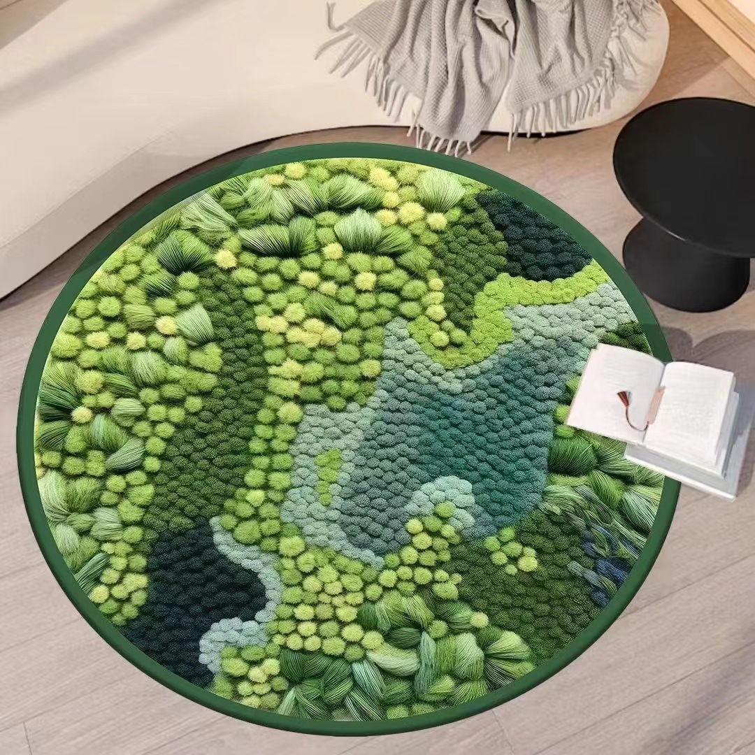 Title 8, Cashmere-like Round Moss Carpet Bathroom Absorb...