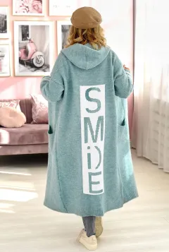 Women's Autumn And Winter Knitted Sweater Long Coat - Mint - View 1