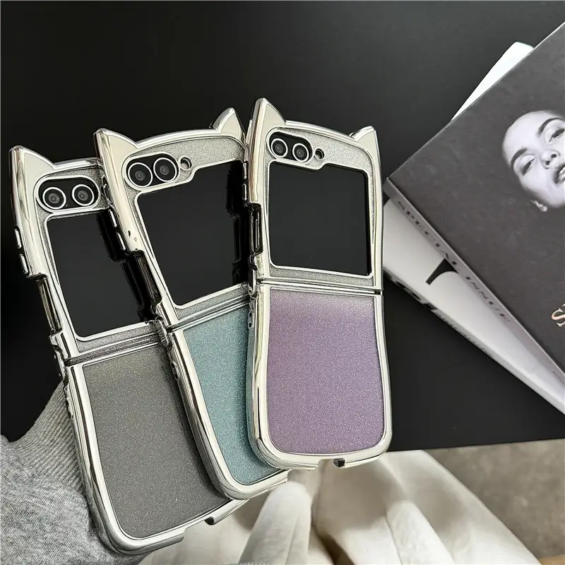 Electroplating Cat Ear Gradient Folding Phone Case