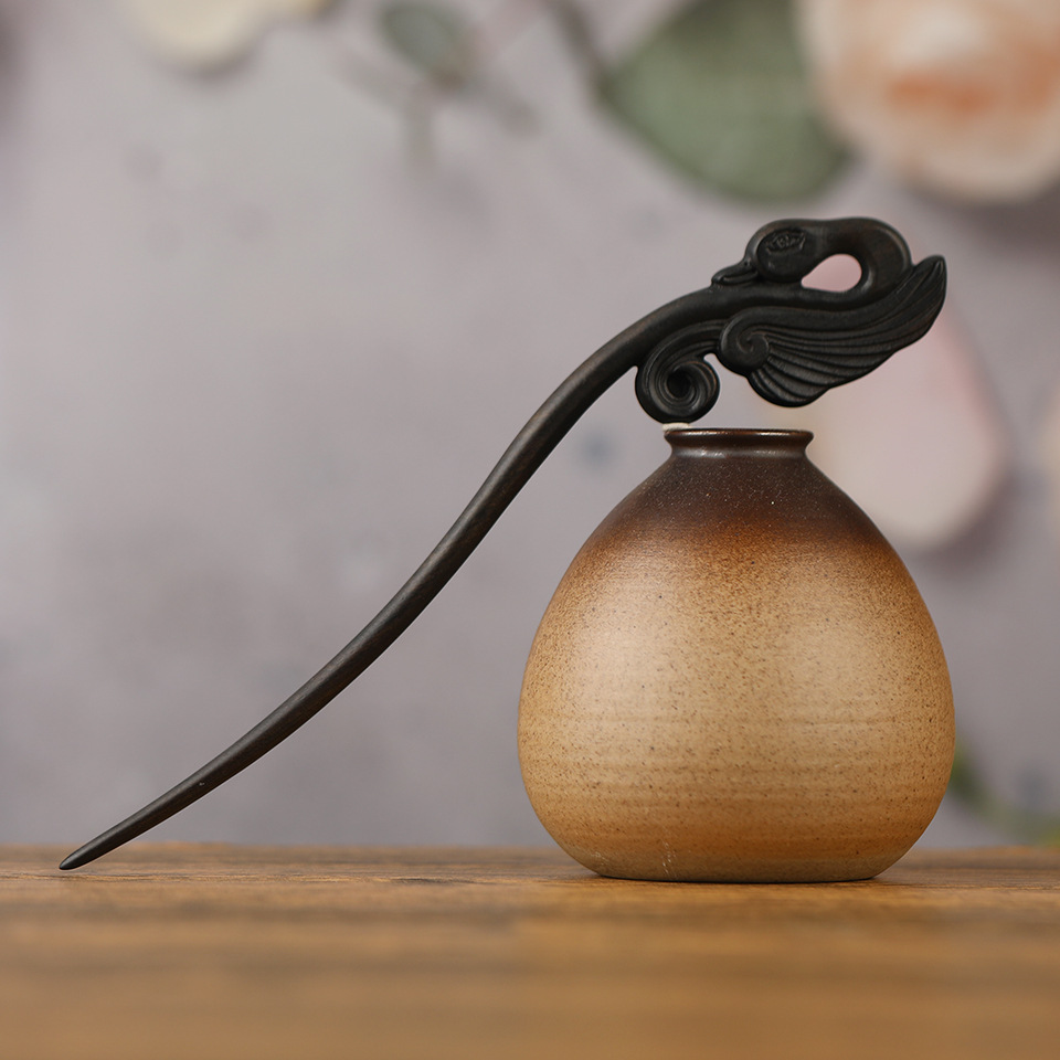 Vintage Carved Hair Clasp Archaistic Headdress Updo